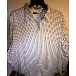 Comfort Zone Big & Tall White/Blue Striped Dress Shirt 20 34/35